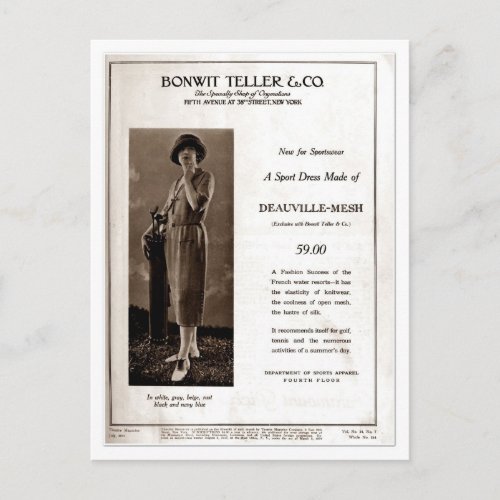Vintage 1920s ladies fashion ad womens golf wear postcard