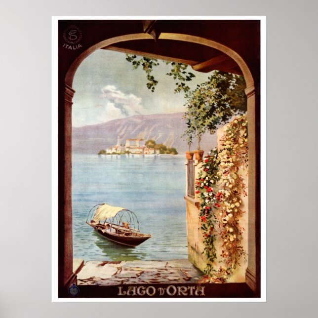 Vintage 1920s Lago d'Orta Italian travel Poster (Front)