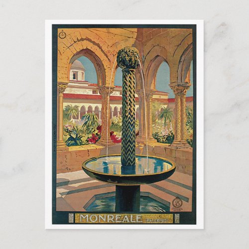Vintage 1920s Monreale Italian travel ad Postcard