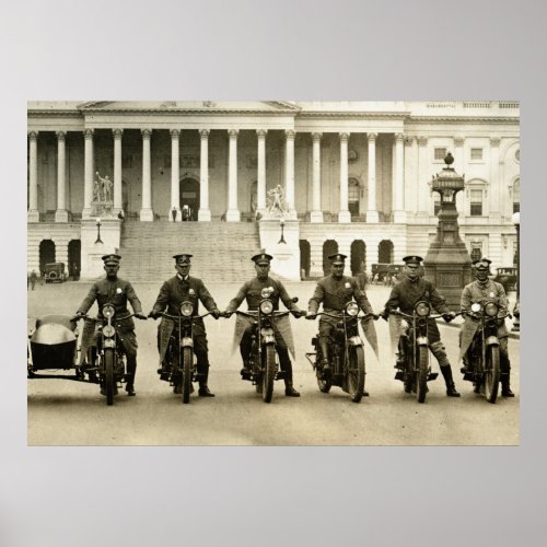 Vintage 1920s Motorcycle Cops Poster