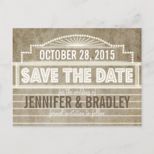 Vintage 1920's Movie Marquee Save the Date Announcement Postcard