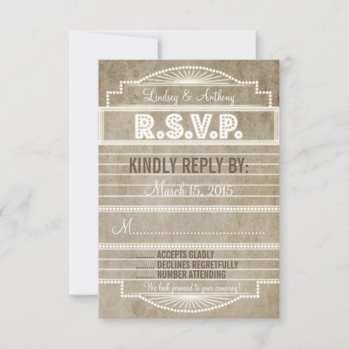 Vintage 1920s Movie Marquee Wedding RSVP