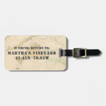 Vintage 1920s Nautical Chart Martha's Vineyard Luggage Tag