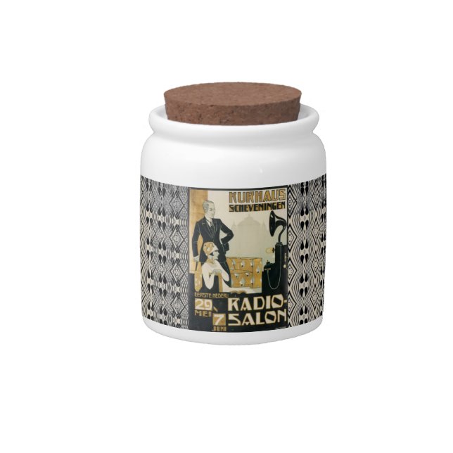 Vintage 1920s Netherlands Radio Salon Candy Jar (Front)