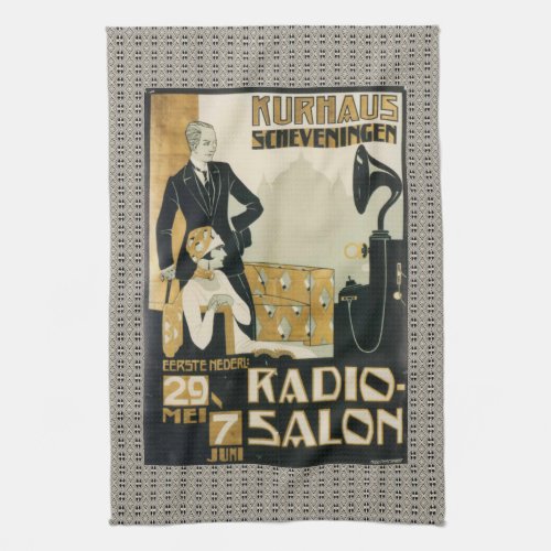 Vintage 1920s Netherlands Radio Salon  Kitchen Towel