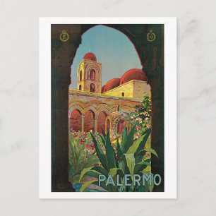 vintage 1920s Palermo Sicily travel ad Postcard
