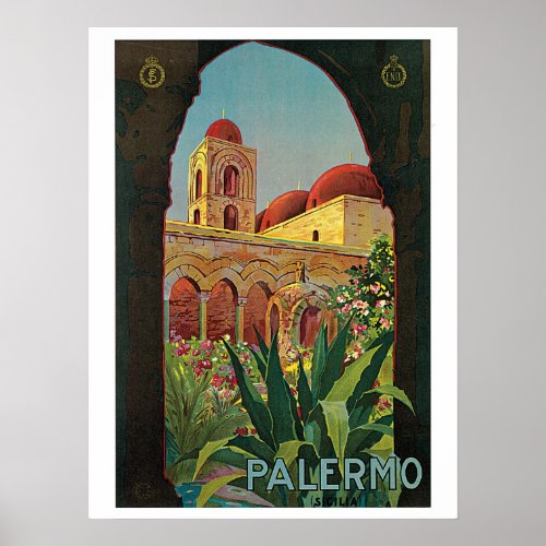 Vintage 1920s Palermo Sicily travel Poster