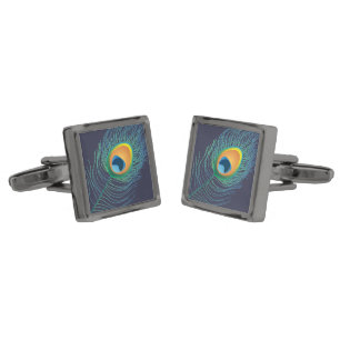 Vintage 1920s Peacock Feathers Cufflinks