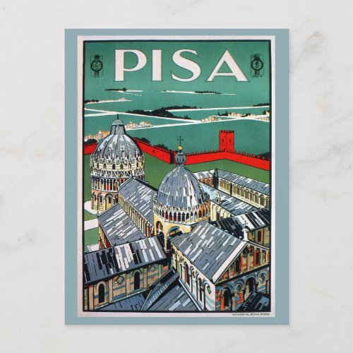 Vintage 1920s Pisa Italian travel Postcard