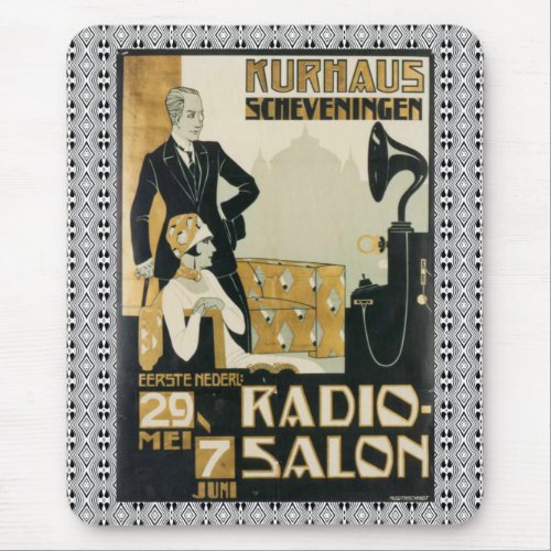 Vintage 1920s Scheveningen Netherlands Radio Salon Mouse Pad