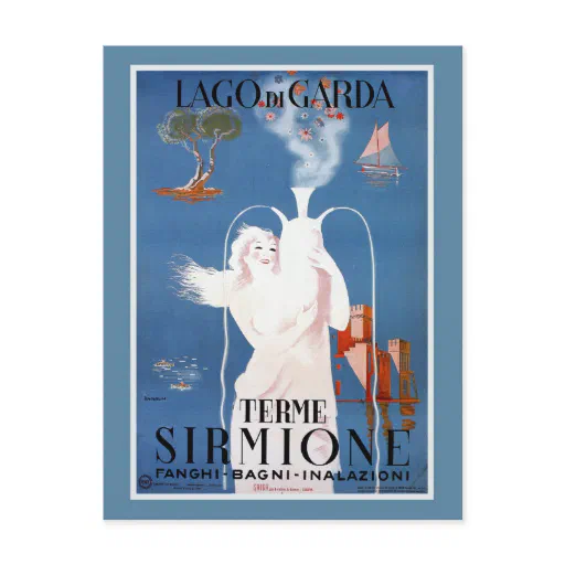 Vintage 1920s Sirmione Italian travel ad Postcard