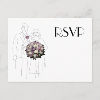 Vintage 1920s Wedding RSVP Postcard