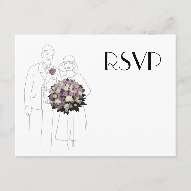 Vintage 1920s Wedding RSVP Postcard (Front)