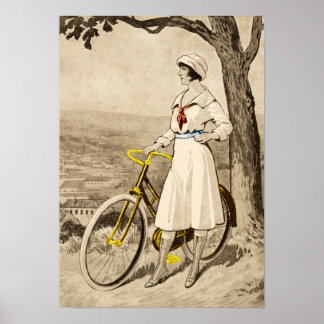 Vintage 1920s Woman Bicycle Advertisement Poster
