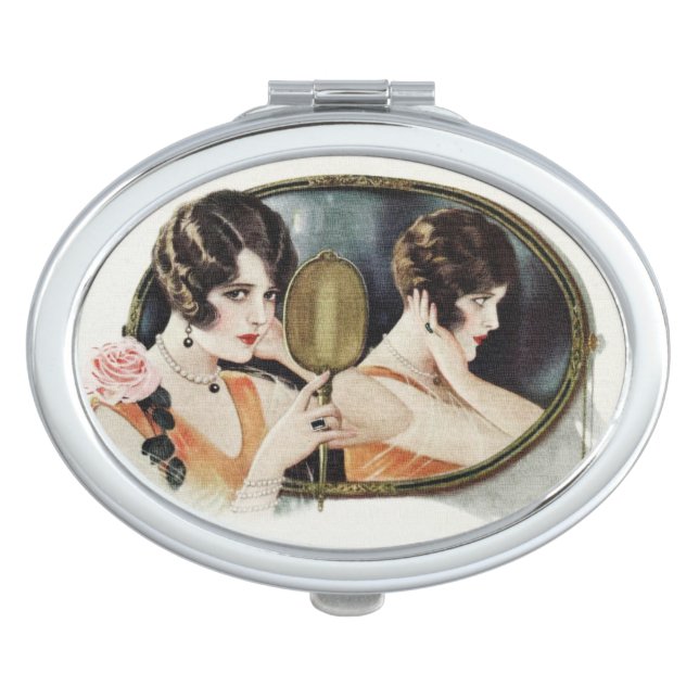 Vintage 1920s Woman Makeup Mirror (Front)