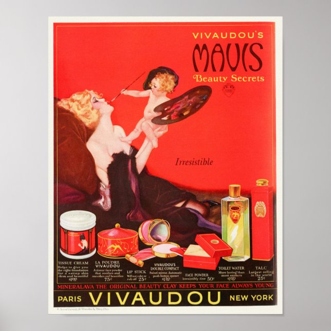 Vintage 1923 Fashion Beauty Ad Woman Makeup Poster (Front)