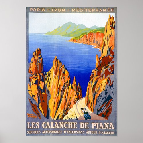  Vintage 1923 Les Calanche de Piana French Travel  Poster