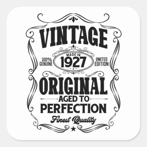Vintage 1927 aged to perfection square sticker