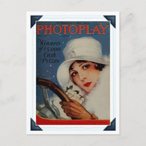 Vintage 1927 Hollywood movie magazine cover Postcard