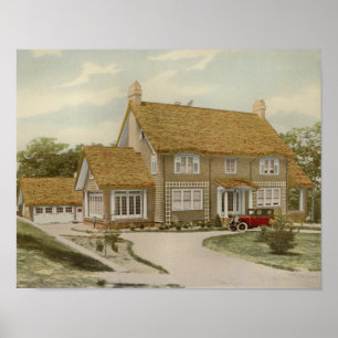 Vintage 1927 House Design Print Exterior