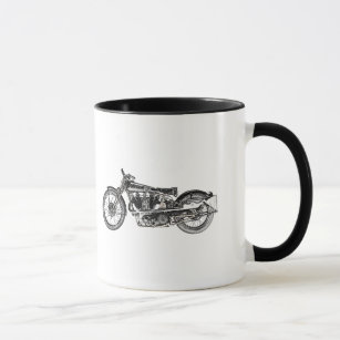 Vintage 1929 Brough Superior Motorcycle Drawing Mug