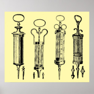 Vintage 1929 Medical Syringes Poster
