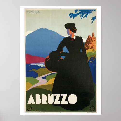 Vintage 1930 Abruzzo Italian travel ad Poster
