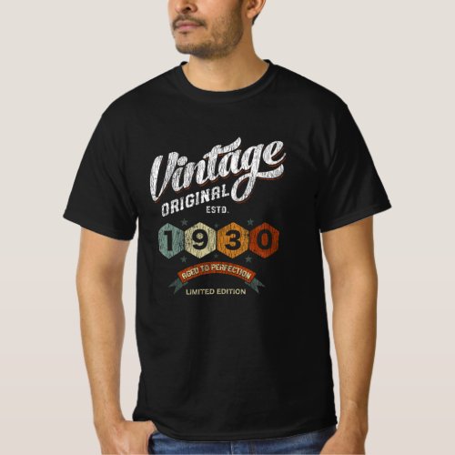 Vintage 1930 Bday Aged To Perfection 92nd Birthday T_Shirt