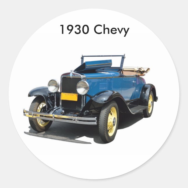 Vintage 1930 Chevy Convertible Automobile Classic Round Sticker (Front)