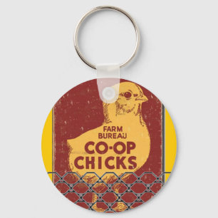 "Vintage 1930 Co-Op Chick ad" Keychain