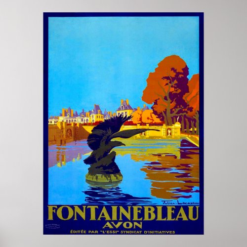Vintage 1930 Fontainbleau Avon French Travel Poster