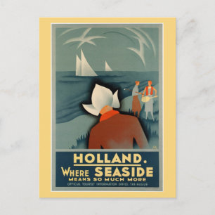 Vintage 1930 Holland seaside travel Postcard