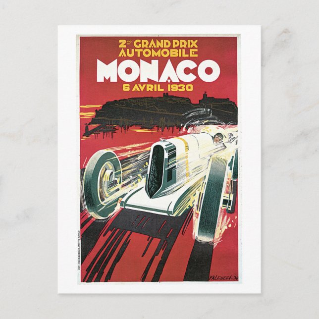 Vintage 1930 Monaco Grand Prix travel ad Postcard (Front)