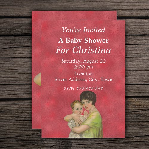 Vintage 1930â€™s Mother Holding Child Baby Shower Custom Invitation
