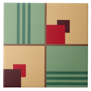 Vintage 1930s Art Deco Pattern Ceramic Tile