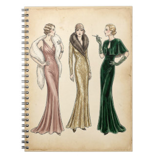 Vintage 1930s Fashion Art Spiral Journal