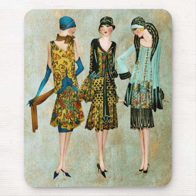 Vintage 1930's Fashion Illustration Mouse Pad (Front)
