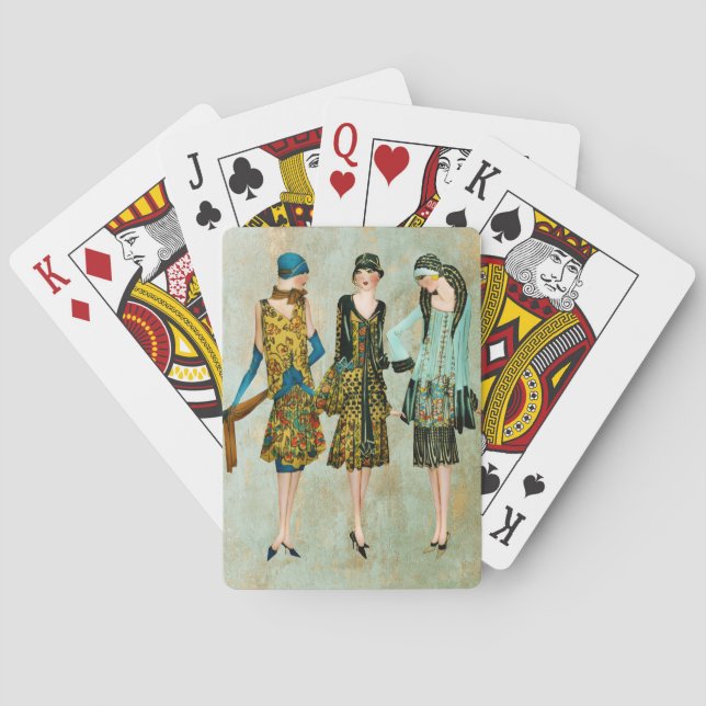 Vintage 1930's Fashion Illustration Poker Cards (Back)