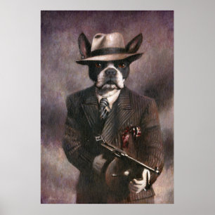 Vintage 1930's Gangster Boston Terrier Poster
