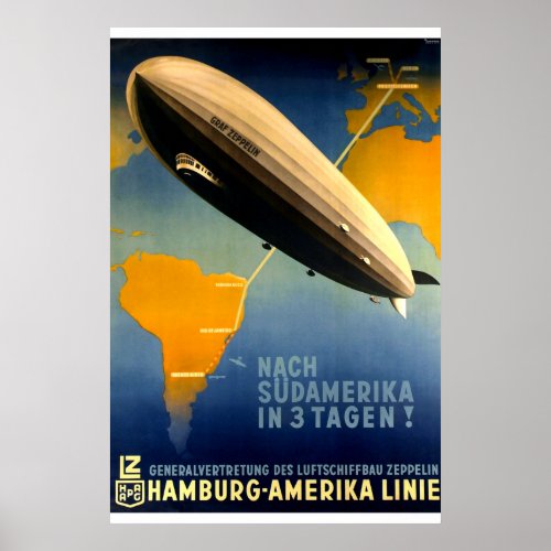 Vintage _ 1930s Graf Zeppelin Travel Poster
