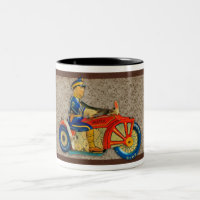 VINTAGE 1930S MOTORCYCLE COP TIN TOY Mug