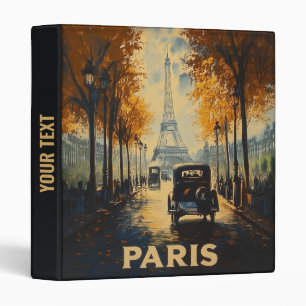 Vintage 1930s Paris Travel Poster Eiffel Tower 3 Ring Binder