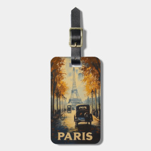 Vintage 1930s Paris Travel Poster Eiffel Tower Luggage Tag