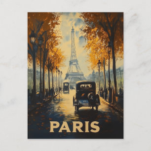 Vintage 1930s Paris Travel Poster Eiffel Tower Postcard