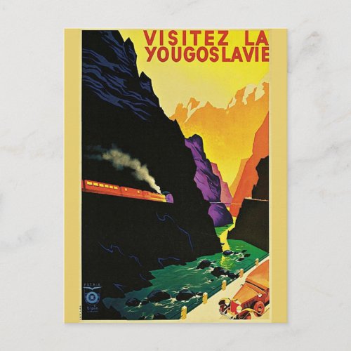 Vintage 1930s Visit Yugoslavia Tourist Travel Art Postcard