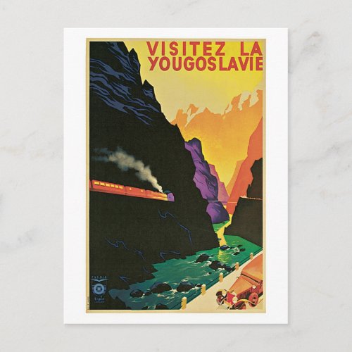 Vintage 1930s visit Yugoslavia travel advert Postcard