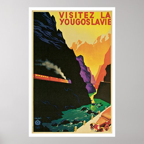 Vintage 1930s visit Yugoslavia travel advert Poster