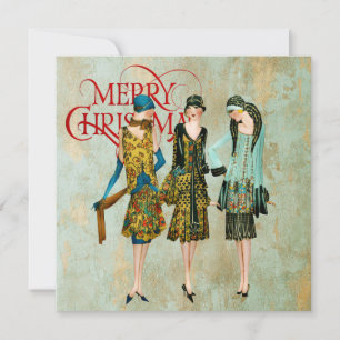 Vintage 1930's Women Christmas Greeting Card