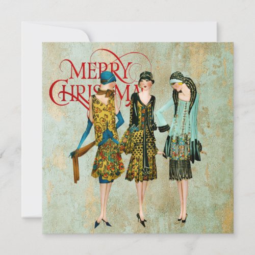 Vintage 1930s Women Christmas Greeting Card