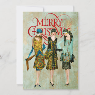 Vintage 1930's Women Christmas Greeting Holiday Card